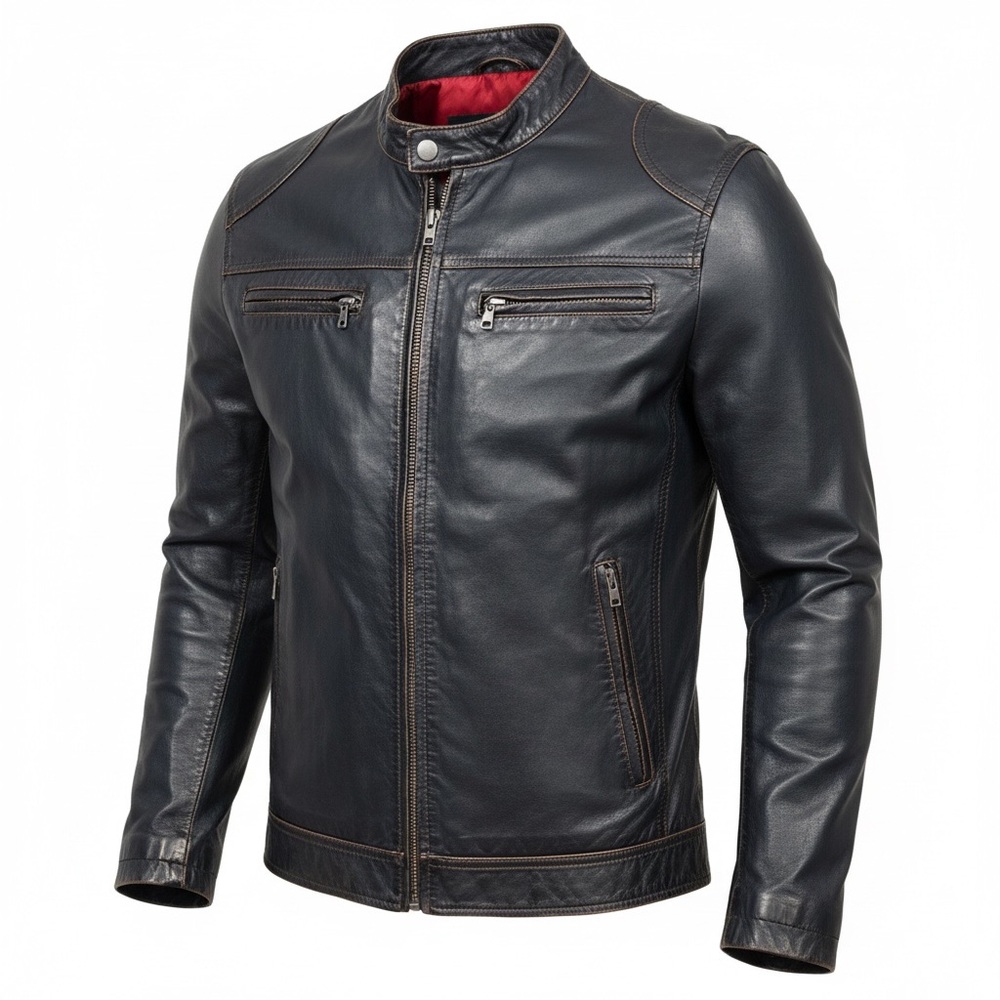 Danier Black Leather Jacket with Red Lining